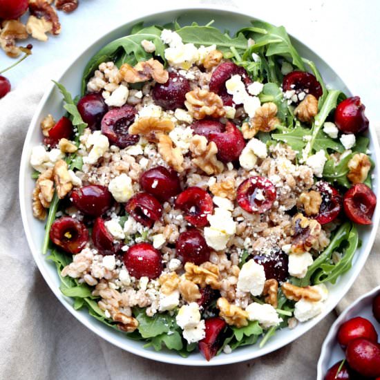 cherry farro feta salad