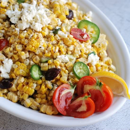 Greek Style Grilled Corn Salad