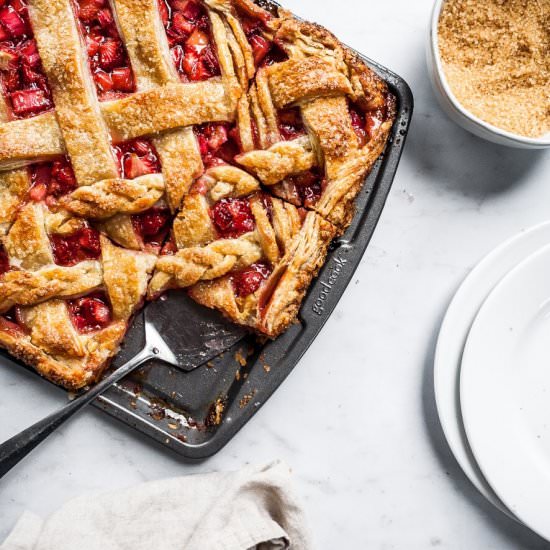 Strawberry Lime Rhubarb Slab Pie
