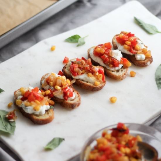 Whipped Ricotta Crostini with Salsa