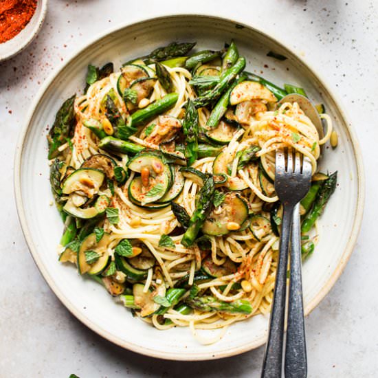 Asparagus & zucchini summer pasta