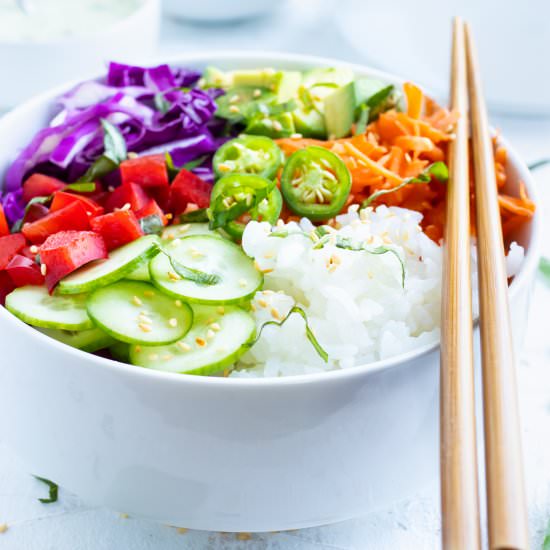Rainbow Sushi Rice Bowls
