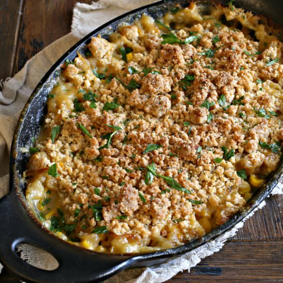 Smoked Cheddar Corn Gratin
