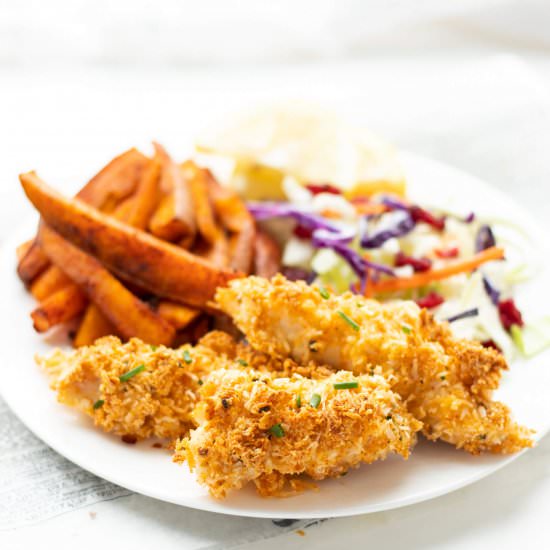 Almond Coconut Crusted Fish Sticks