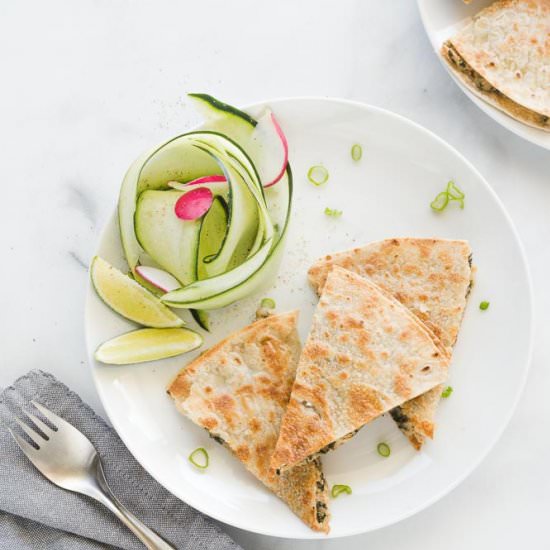 Garlicky Bean & Spinach Quesadillas