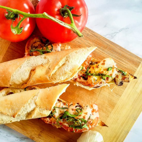Mushroom Caprese Baguette Sandwich