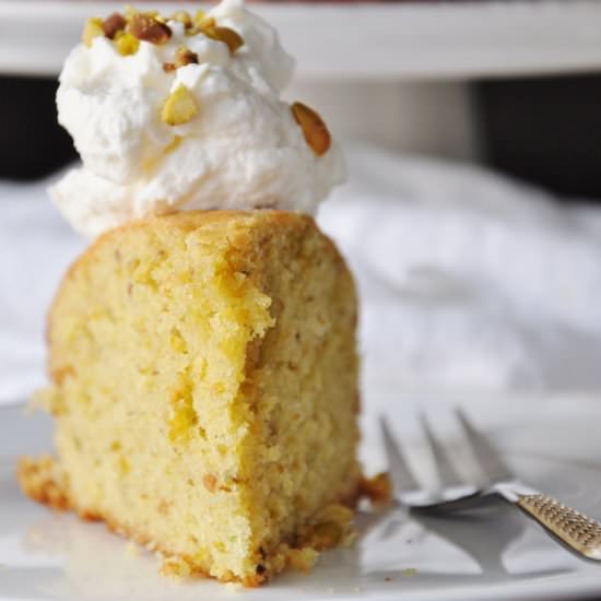 Pistachio Lemon Cake Cardamom Cream