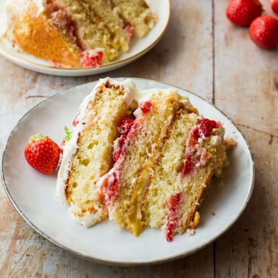 Strawberry Lemon Curd Layer Cake