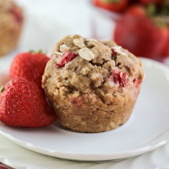 Double Strawberry Oat Muffins