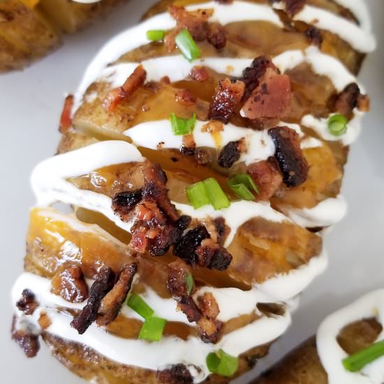 BBQ Loaded Hasselback Potatoes