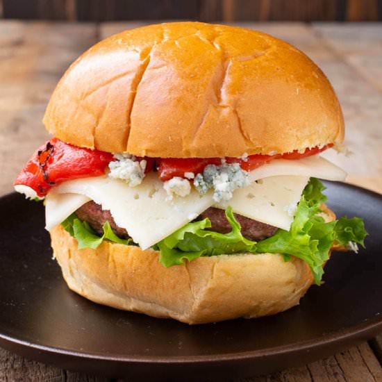 Red White & Blue Cheese Burger