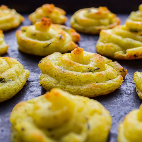 Herby Duchess Potatoes (vegan + gf)