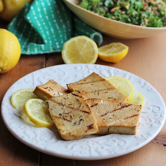 Grilled tofu with lemon & rosemary