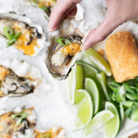 SMOKED OYSTERS SPICY MISO BUTTER