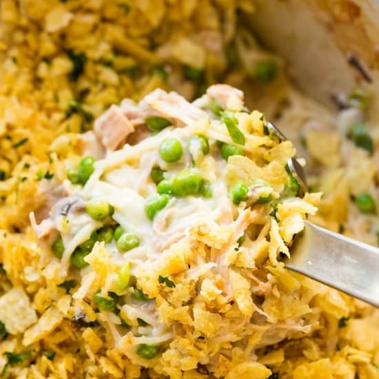 TURKEY TETRAZZINI and Dijon topping