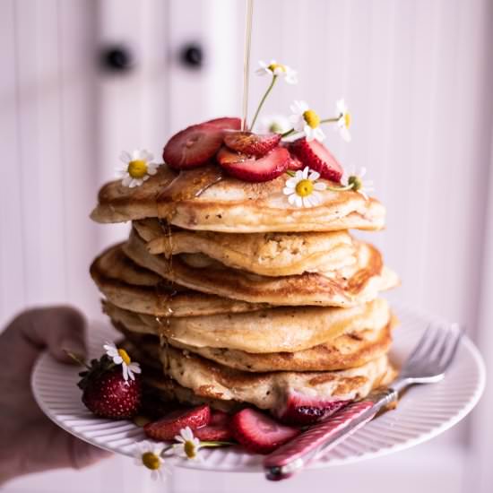 Strawberry Chamomile Pancakes.