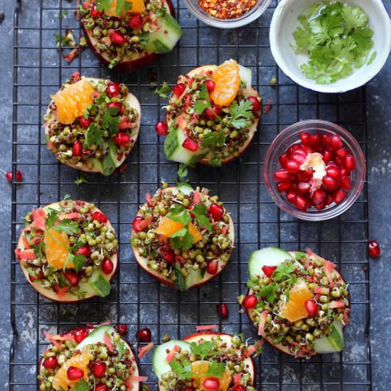 sprouted mung bean salad canapes