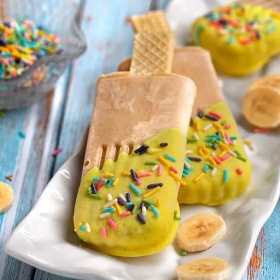 Vegan Banana Froyo Popsicles