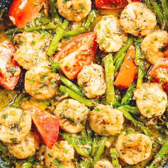 Shrimp Scampi with Asparagus and To