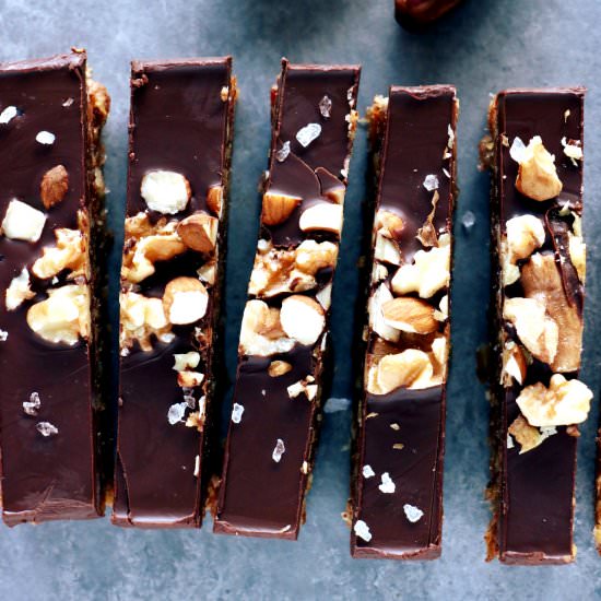Chocolate Covered Nut Date Bars