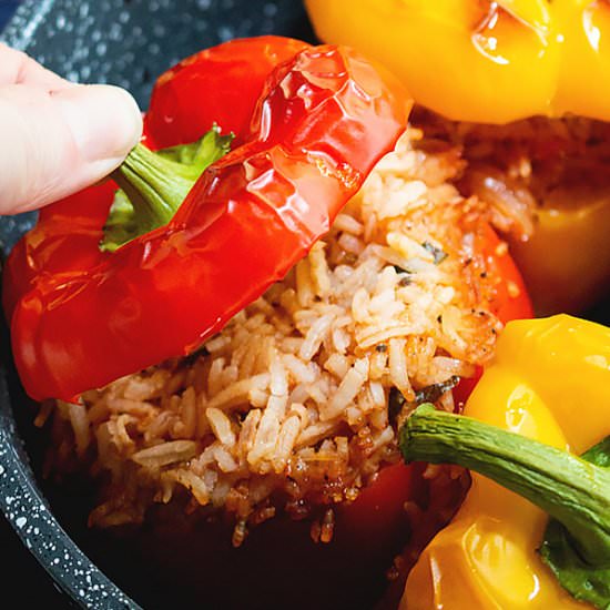 Meatless Stuffed Peppers with Rice