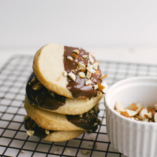 Chocolate Dipped Almond Shortbread