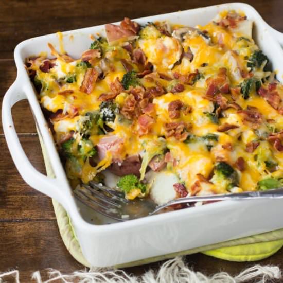 CHEESE, HAM, POTATO BACON Bake