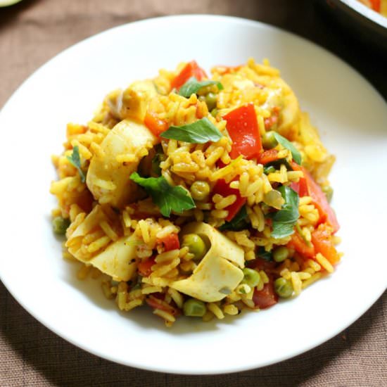 Easy Spanish Vegan Paella (GF/AF)