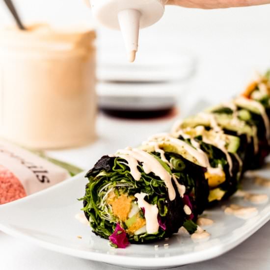Smoky Red Lentil Rainbow Sushi Roll