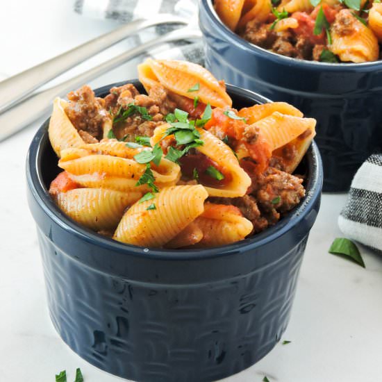 Cheesy Taco Pasta Shells