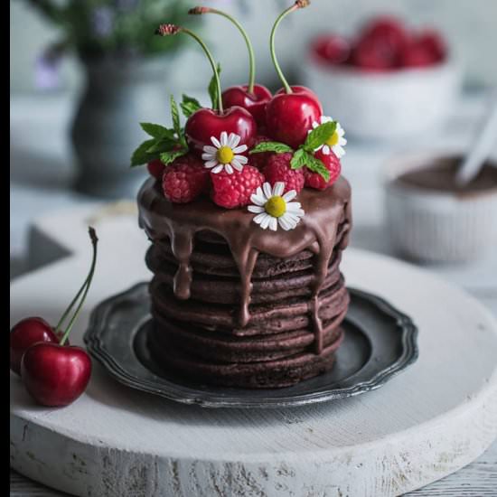 Buckwheat flour chocolate pancakes