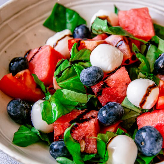 Watermelon, Blueberry Caprese Salad