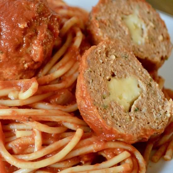 Provolone Stuffed Turkey Meatballs
