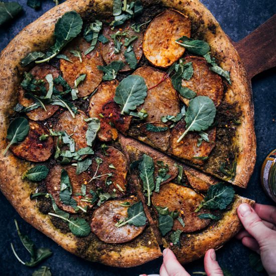Vegan Potato Pesto Pizza
