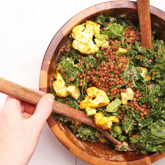 Curried Cauliflower Kale Salad
