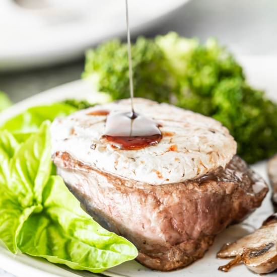 Goat Cheese-Topped Steak