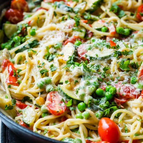 SPICY QUESO PASTA PRIMAVERA