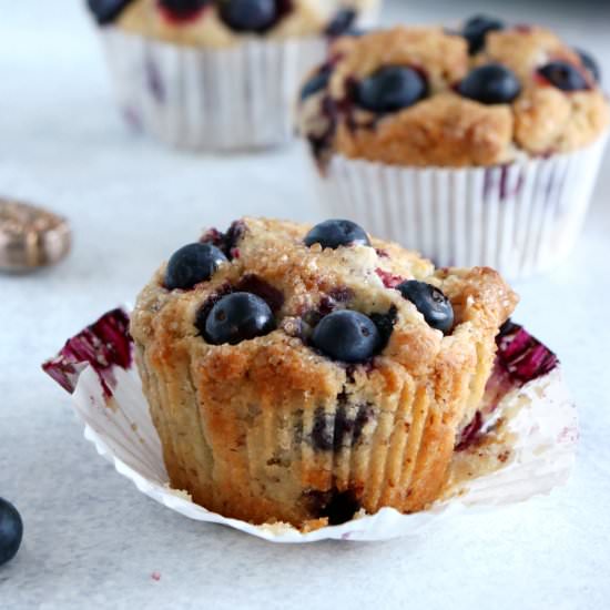 Vegan Blueberry Muffins with Flaxse