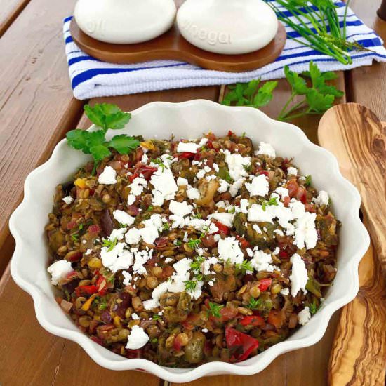 Green Lentil and feta cheese salad