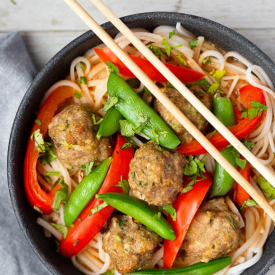 Thai Curry Soup with Meatballs