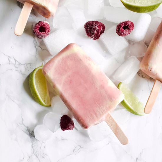 Mango, Raspberry, Coconut Popsicles