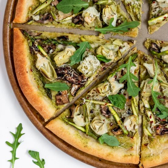 Vegan Artichoke Pesto Pizza