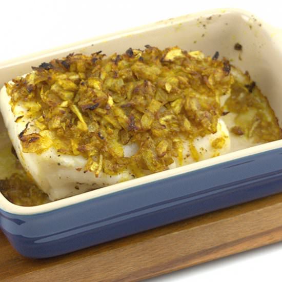 Baked Cod & Onion Curry and Ginger