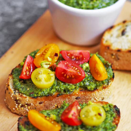 Pistachio Pesto Bruschetta