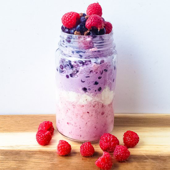 Red, White, and Blue Overnight Oats