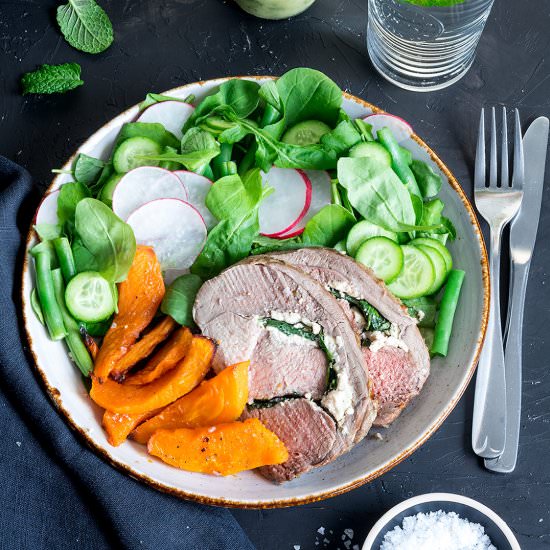 Spinach and Feta Stuffed Lamb