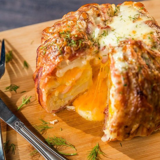 Bacon Wrapped Cheddar Stuffed Cauli