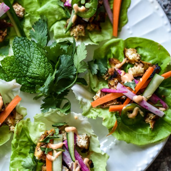 Tofu Bahn Mi Lettuce Wraps