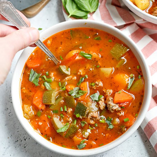 Paleo Sausage Summer Veggie Soup