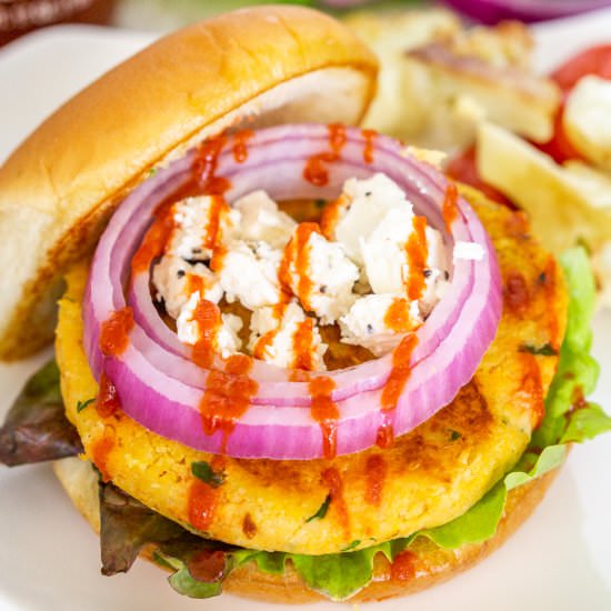 Sweet Potato Chickpea Feta Burgers